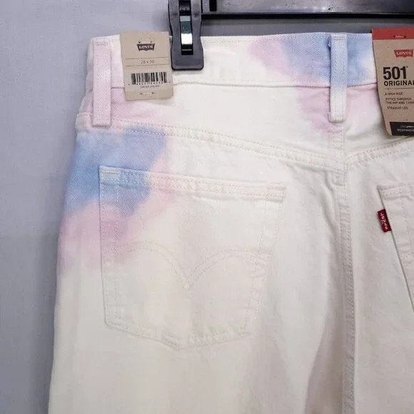 Levis 501Original Jeans Women Straight Leg High Rise White Size 28x30 Button Fly - Picture 14 of 15